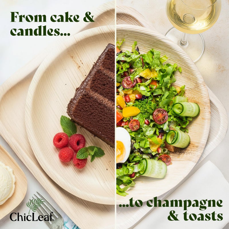 Chic Leaf أطباق شياك من أوراق النخيل القابلة للتحلل - 6" مربع، عبوة من 50 - أدوات مائدة قابلة للتخلص منها لطعام عيد الميلاد، أطباق مقبلات من الخيزران الريفي - لوحات تشاركوتيري وأدوات خدمة قابلة للتحلل - Image 4